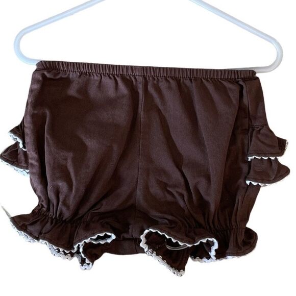 ✅ADORABLE Size 12M Chocolate Brown Appliquéd A-Line Dress and Bloomers. - Picture 3 of 4
